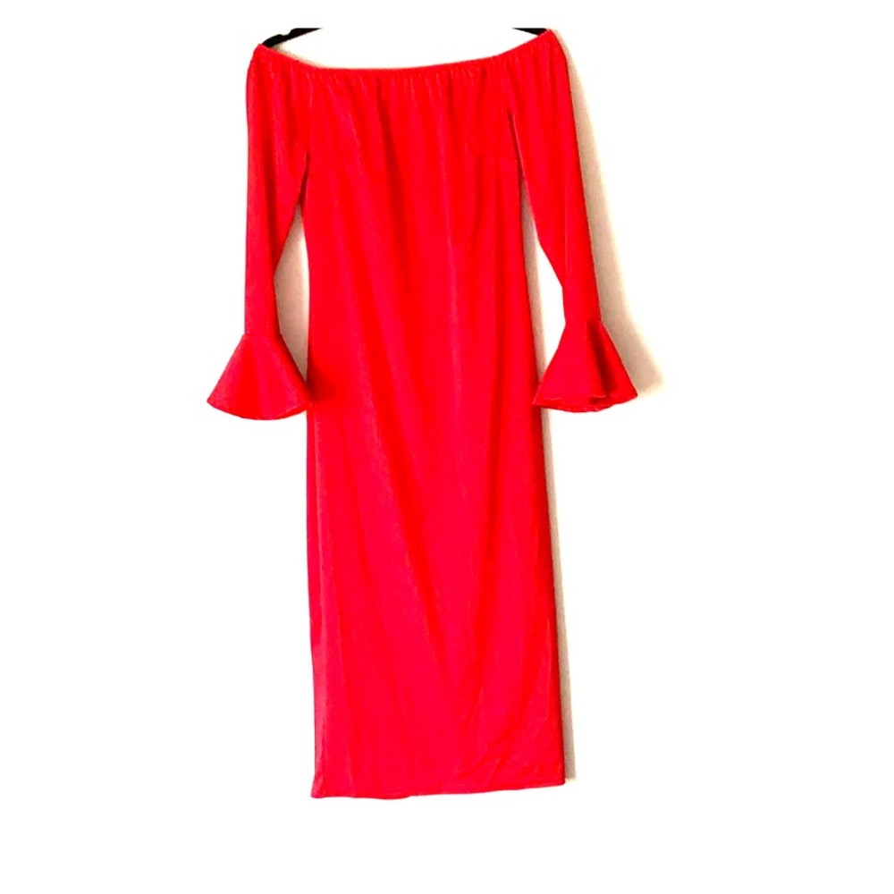 Off the shoulder red dress